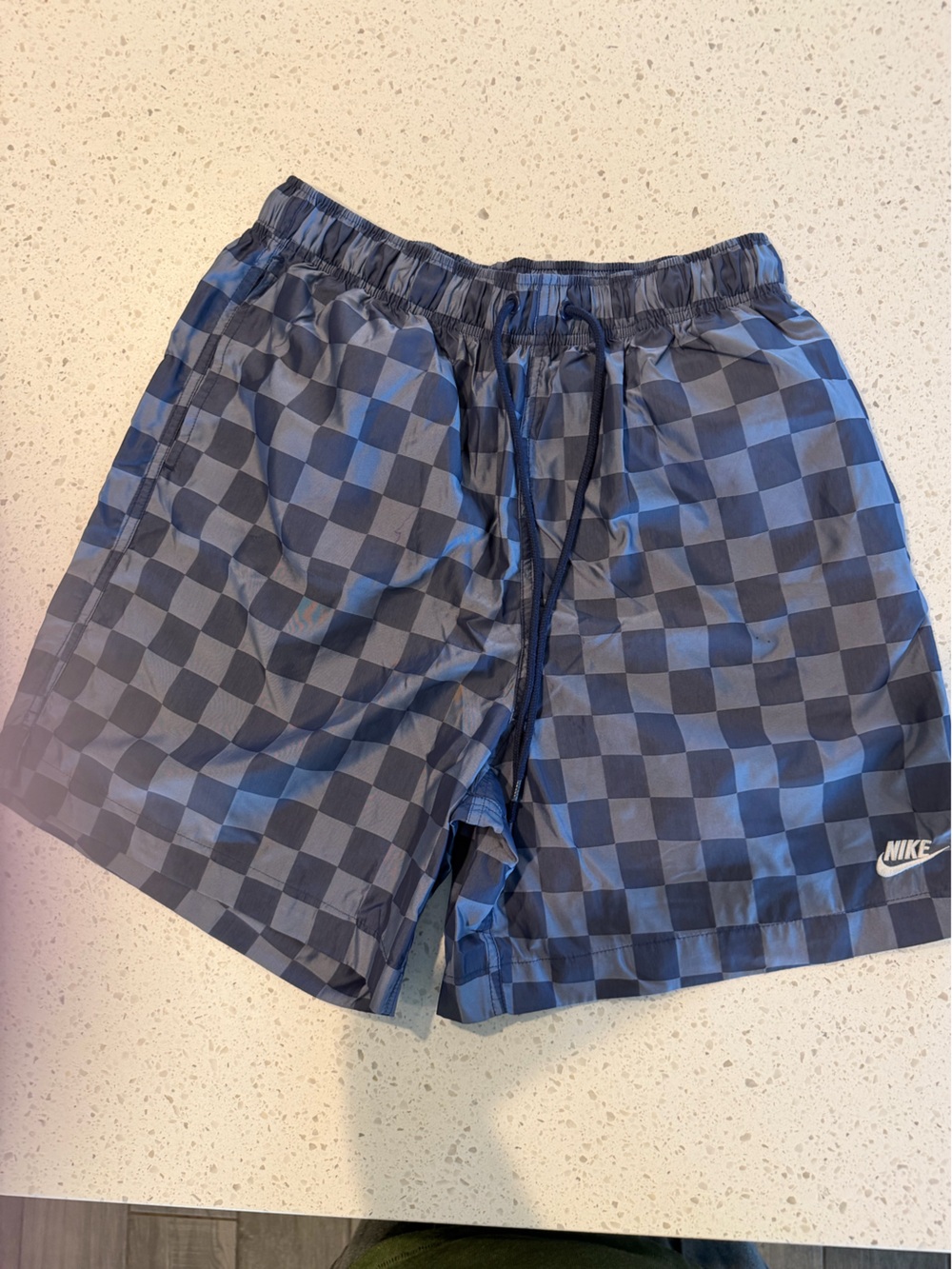 Nike Men's Blue  Checkered Swim Board Shorts M